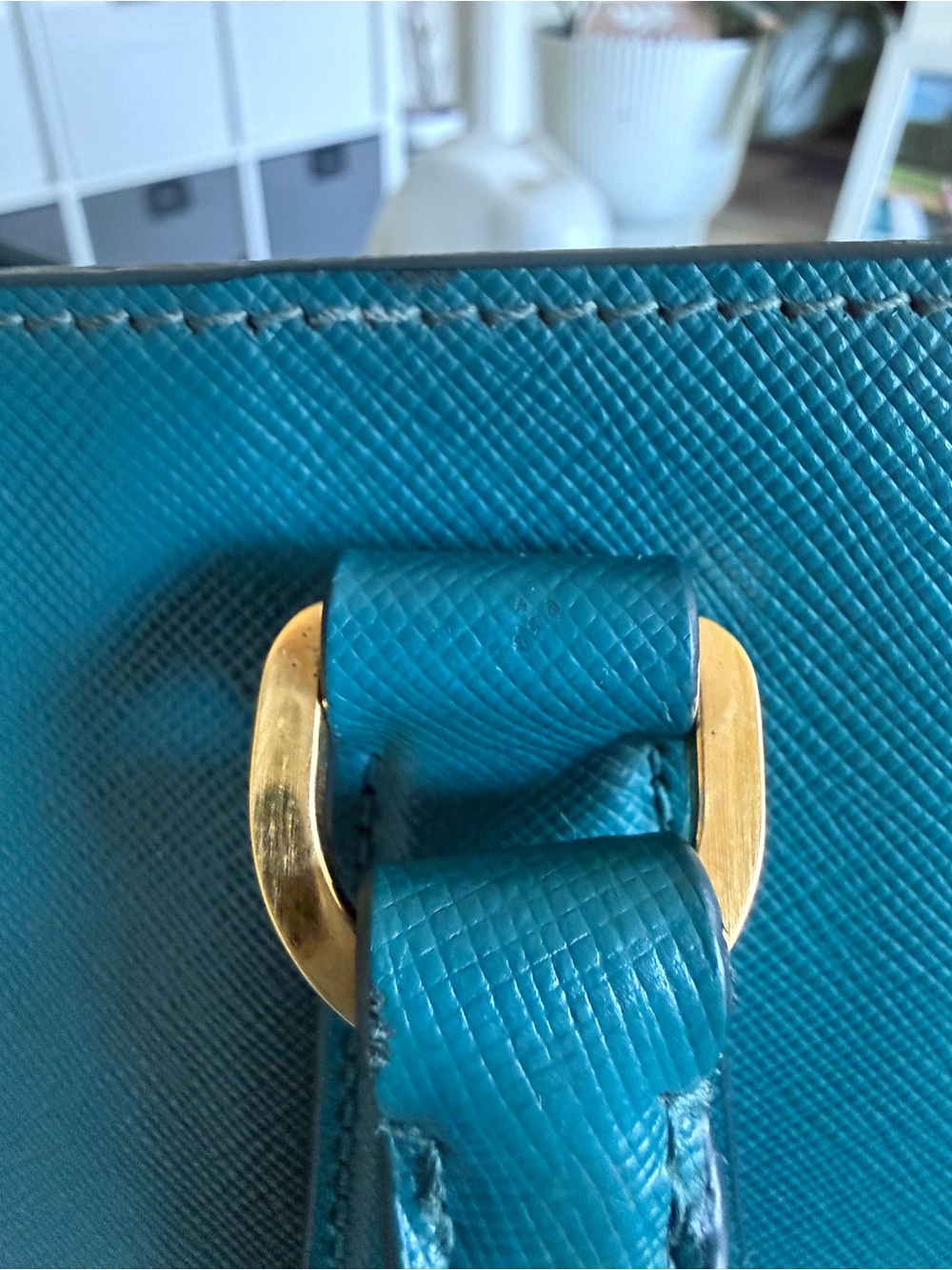 Prada Saffiano Leather Tote - Teal - Picture 14 of 15